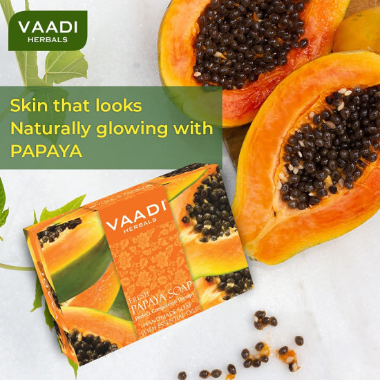 Vaadi Herbals Fresh Papaya Soap - Natural Exfoliating Soap for Glowing Skin