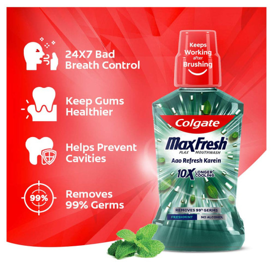 Colgate MaxFresh Plax Antibacterial Mouthwash - Fresh Mint, 750ml Pack Colgate MaxFresh Plax Antibacterial Mouthwash - Fresh Mint, 750ml Pack