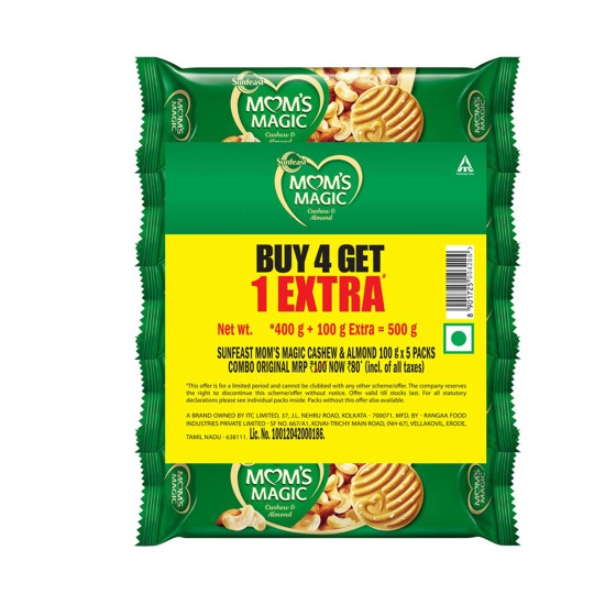 Sunfeast Mom's Magic Cashew and Almond Cookie - Buy 4 Get 1 Extra