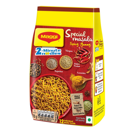 MAGGI 2-Minute Vegetarian Special Masala Instant Noodles - Authentic Indian Flavor