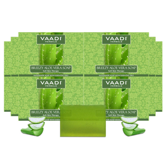 Vaadi Herbals Breezy Aloe Vera Soap, 75g (Pack of 12) - Natural Skin Healer