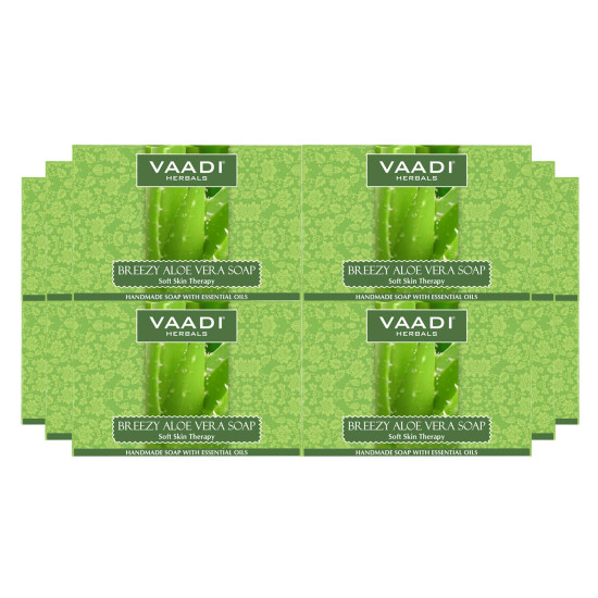 Vaadi Herbals Breezy Aloe Vera Soap, 75g (Pack of 12) - Natural Skin Healer