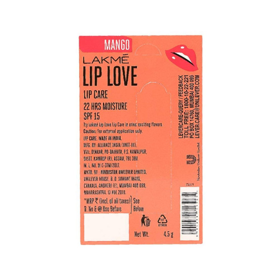 Lakme Lip Love Chapstick Mango - 22 Hours Moisturization