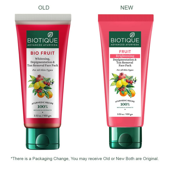 Biotique Fruit Brightening Face Pack - Ayurvedic Tan Removal & Depigmentation