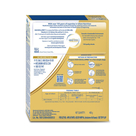 Nestlé NAN EXCELLAPRO 3 Follow-Up Formula - Supports Brain Development