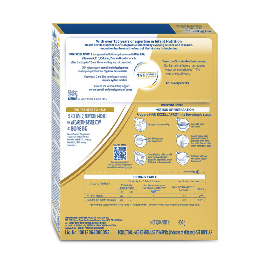 Nestlé NAN EXCELLAPRO 2 Follow-Up Formula - DHA & Vitamins Enriched