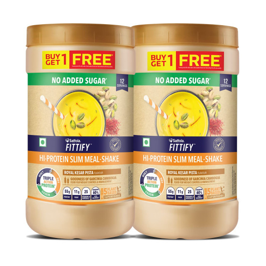 Saffola FITTIFY Gourmet HI PROTEIN SLIM MEAL-SHAKE - Royal Kesar Pista Flavor