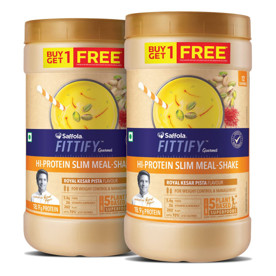 Saffola FITTIFY Gourmet HI PROTEIN SLIM MEAL-SHAKE - Royal Kesar Pista Flavor