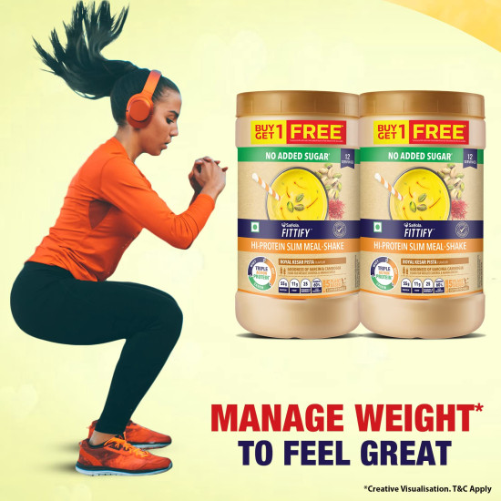 Saffola FITTIFY Gourmet HI PROTEIN SLIM MEAL-SHAKE - Royal Kesar Pista Flavor