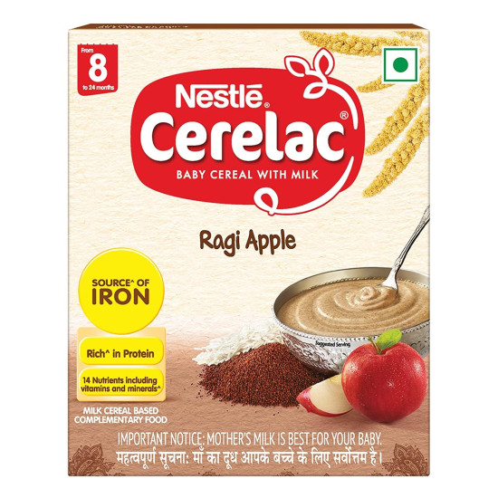 Nestle Cerelac Baby Cereal with Milk, Ragi Apple - Source of Iron & Protein