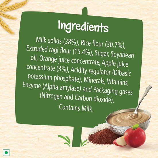 Nestle Cerelac Baby Cereal with Milk, Ragi Apple - Source of Iron & Protein