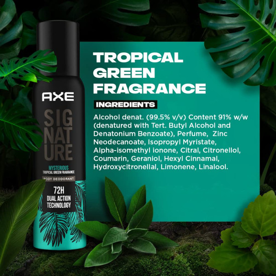 Axe Signature Mysterious No Gas Deodorant Bodyspray For Men 154 ml - Long-lasting Aqua Fragrance
