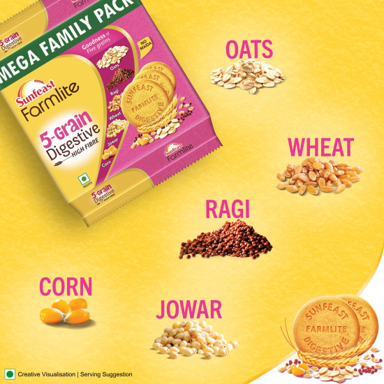 Sunfeast Farmlite 5 Grain Digestive Biscuit - High Fibre & Multigrain Delight