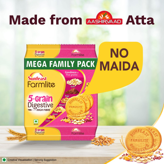 Sunfeast Farmlite 5 Grain Digestive Biscuit - High Fibre & Multigrain Delight