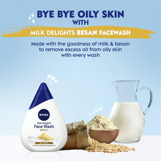 NIVEA Milk Delights Face Wash - Fine Gramflour for Oily Skin