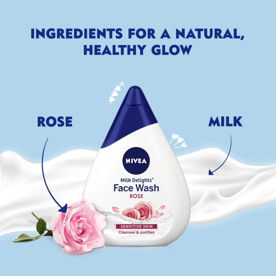 NIVEA Milk Delights Face Wash - Caring Rosewater for Sensitive Skin