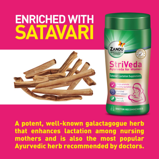 Zandu StriVeda Satavari Lactation Supplement - Increase Breast Milk Supply Naturally