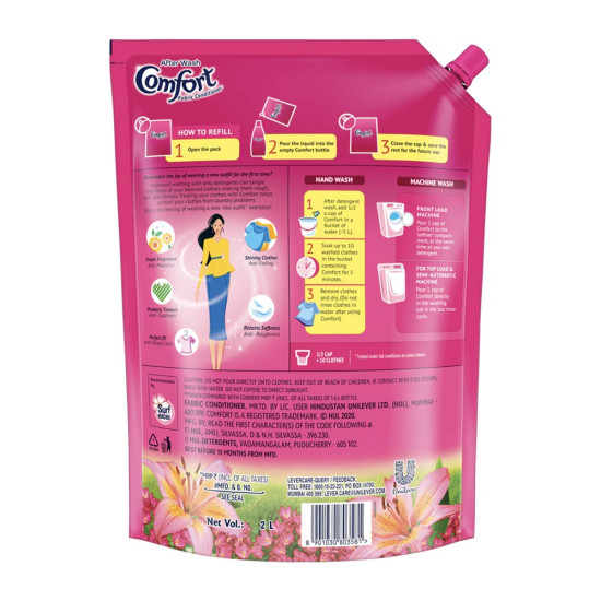 Comfort Lily Fresh Fabric Conditioner 2 L Refill Pack - Softness & Shine
