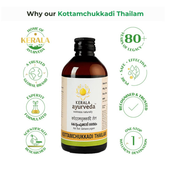 Kerala Ayurveda Kottamchukkadi Thailam 200 ML - Pain Relief Oil for Joint Swelling