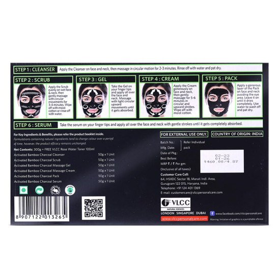 VLCC Activated Bamboo Charcoal Facial Kit - Purified & Glowing Skin