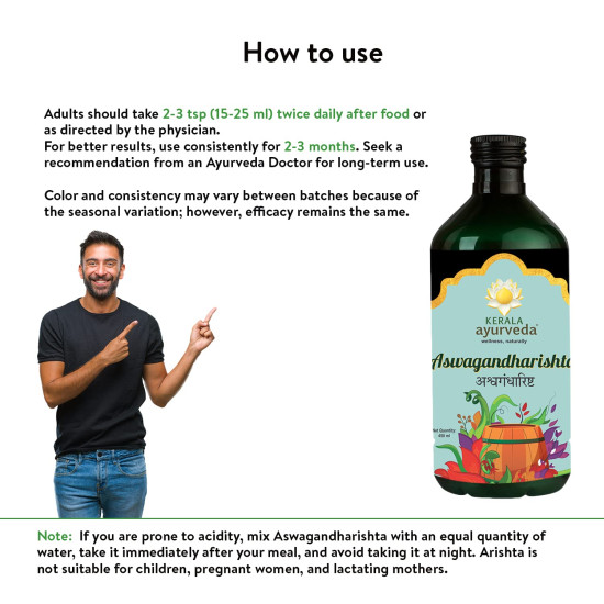 Kerala Ayurveda Aswagandharishta 450 ml - Herbal Energy Booster Kerala Ayurveda Aswagandharishta 450 ml - Herbal Energy Booster
