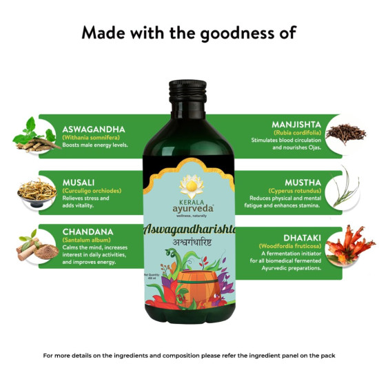 Kerala Ayurveda Aswagandharishta 450 ml - Herbal Energy Booster Kerala Ayurveda Aswagandharishta 450 ml - Herbal Energy Booster