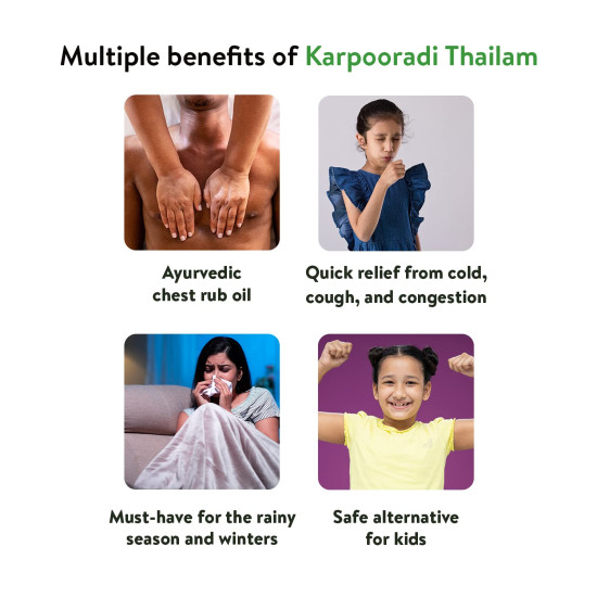 Kerala Ayurveda Karpooradi Thailam 200ml - Herbal Oil for Cough & Cold