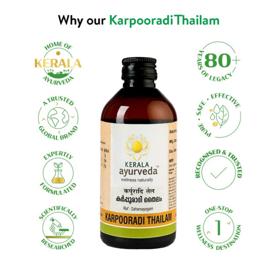 Kerala Ayurveda Karpooradi Thailam 200ml - Herbal Oil for Cough & Cold