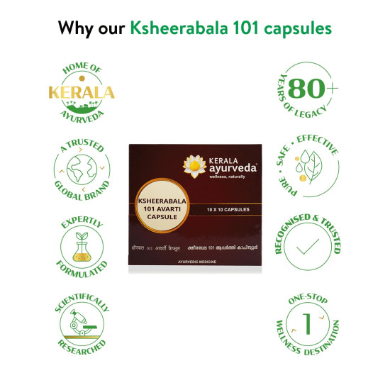 Kerala Ayurveda Ksheerabala 101 Avarti Capsule - Natural Joint Pain Relief