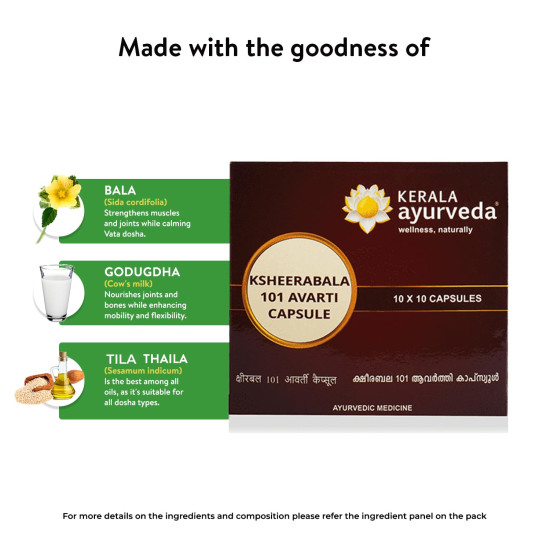 Kerala Ayurveda Ksheerabala 101 Avarti Capsule - Natural Joint Pain Relief