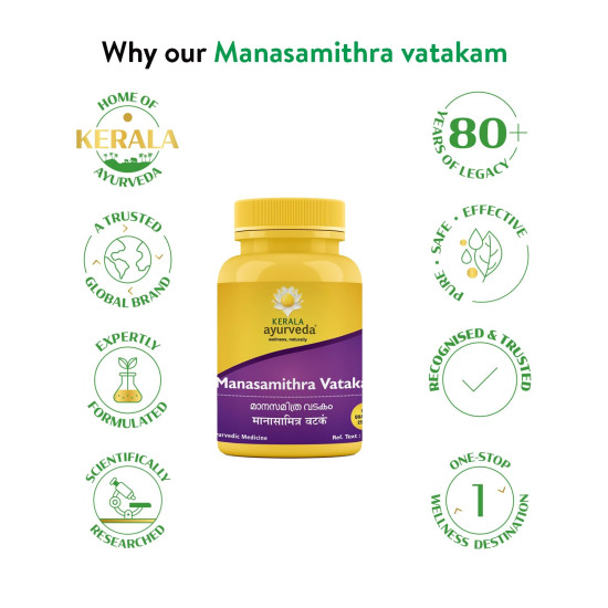Kerala Ayurveda Manasamithravatakam - Natural Stress Relief Tablets