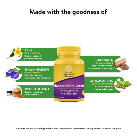 Kerala Ayurveda Manasamithravatakam - Natural Stress Relief Tablets