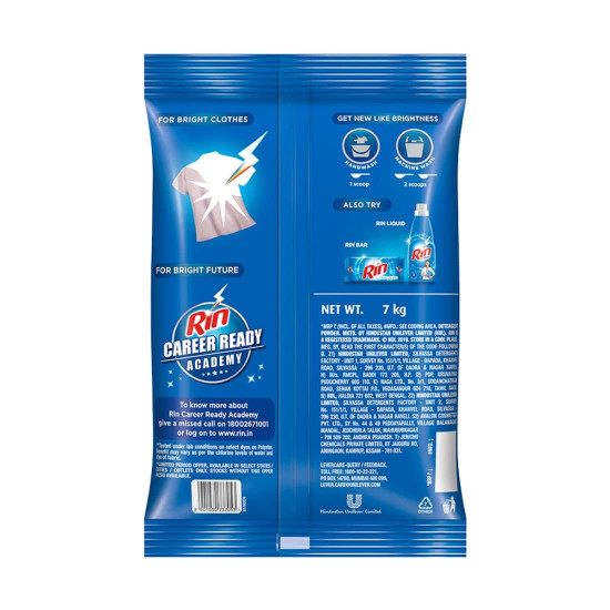 Rin Advanced Detergent Powder - 7 kg Pack for Bright and Dazzling Whites