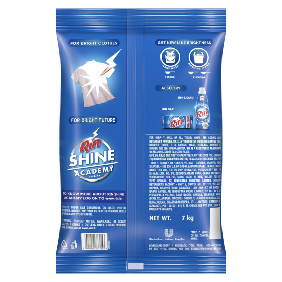Rin Advanced Detergent Powder - 7 kg Pack for Bright and Dazzling Whites