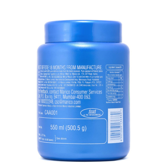 Parachute Coconut Oil Jar 550 ml - 100% Pure Coconut Oil Parachute Coconut Oil Jar 550 ml - 100% Pure Coconut Oil