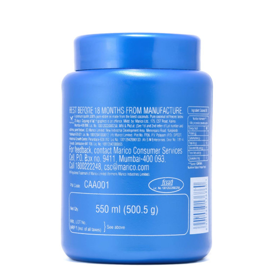 Parachute Coconut Oil Jar 550 ml - 100% Pure Coconut Oil Parachute Coconut Oil Jar 550 ml - 100% Pure Coconut Oil