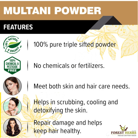 The Forest Herbs Natural Care 100% Pure Multani Mitti Powder - Exfoliating & Nourishing