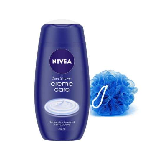 NIVEA Creme Care Shower Cream, 250 ml - Free Loofah Included