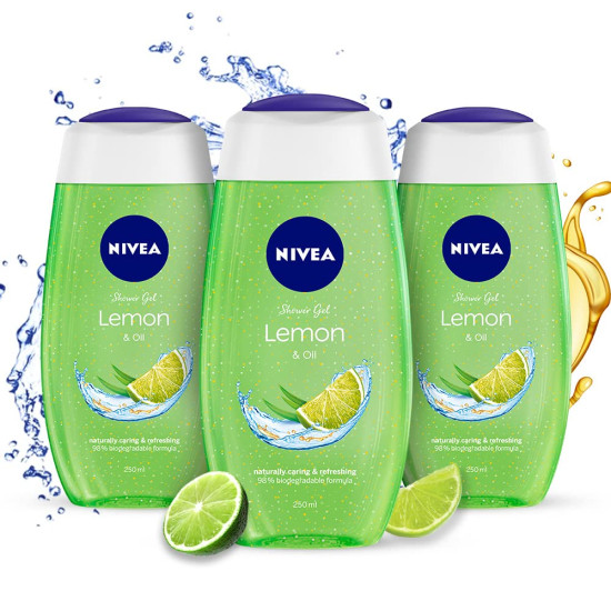 NIVEA Lemon and Oil Body Wash (Pack of 3) - Refreshing Care for Soft Skin