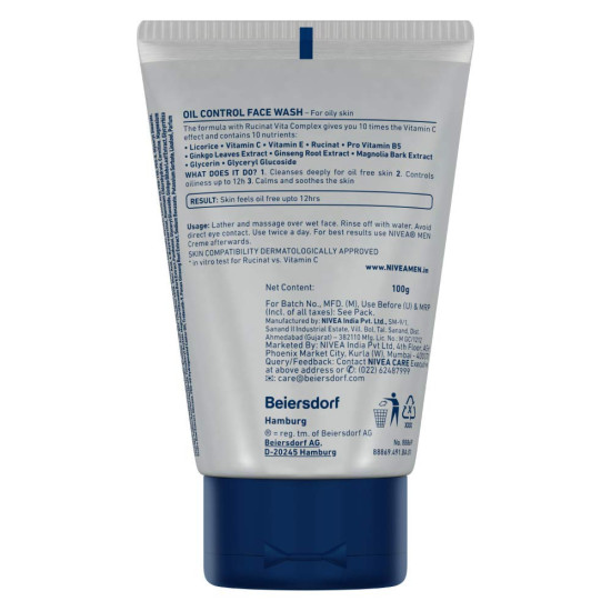 Nivea Oil Control Face Wash, 100ml (Pack of 3) - 12 Hour Oil Control