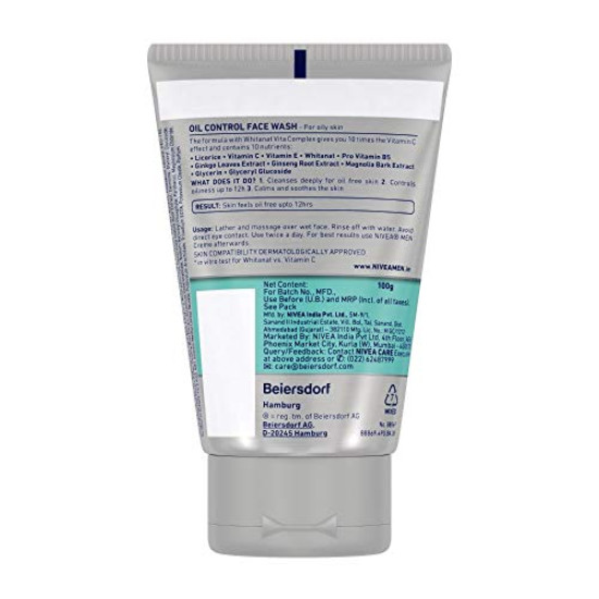 Nivea Oil Control Face Wash, 100ml (Pack of 3) - 12 Hour Oil Control