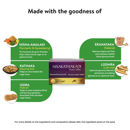 Kerala Ayurveda Nisakathakadi Kwath Tablet - Natural Blood Sugar Control