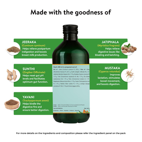 Kerala Ayurveda Jeerakarishta 450ml - Postpartum Digestive Tonic