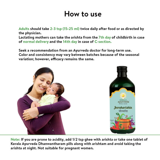 Kerala Ayurveda Jeerakarishta 450ml - Postpartum Digestive Tonic