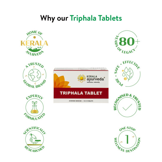 Kerala Ayurveda Triphala Tablet - 100% Ayurvedic Medicine for Gut Health
