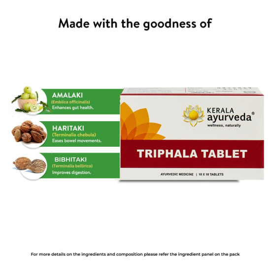 Kerala Ayurveda Triphala Tablet - 100% Ayurvedic Medicine for Gut Health