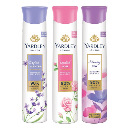 Yardley London Daily Use Deodorant Body Sprays for Women - Naturally Derived Fragrance