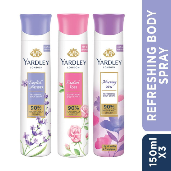 Yardley London Daily Use Deodorant Body Sprays for Women - Naturally Derived Fragrance