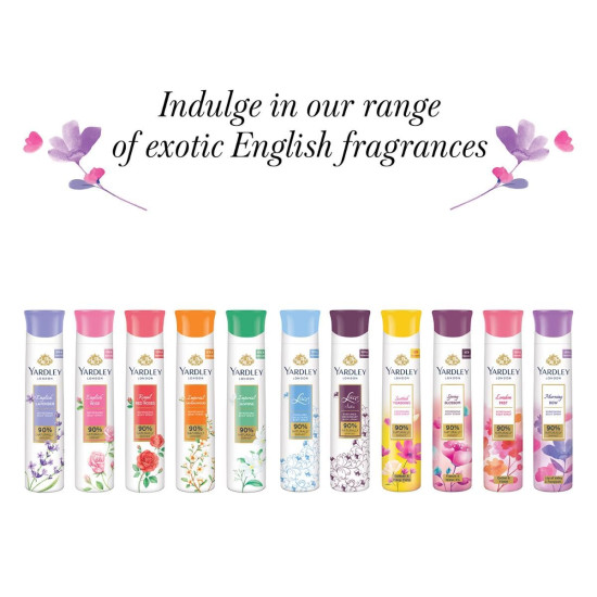 Yardley London Daily Use Deodorant Body Sprays for Women - Naturally Derived Fragrance