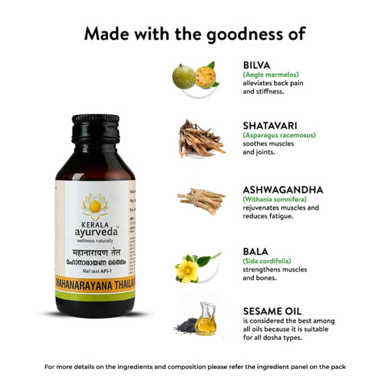 KERALA Ayurveda Mahanarayana Thailam 100 ml - Soothes Sore Muscles & Relieves Stiff Joints